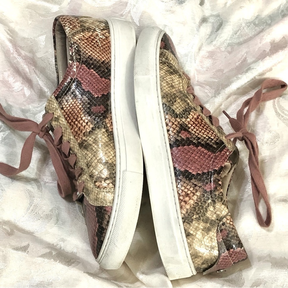 J/SLIDES - Lacee Snake Print Lace-Up Sneakers in Pink Multi size 9 - Picture 5 of 11